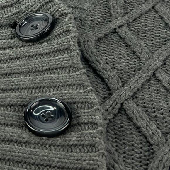 MERONA Thick Dark Gray Cable Knit Chunky Button Up Cardigan Medium - Picture 6 of 10